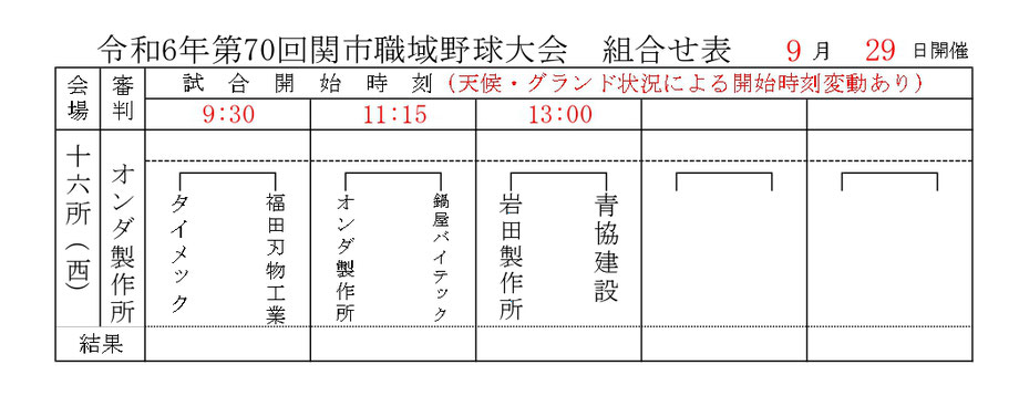 関市職域野球に出場します！